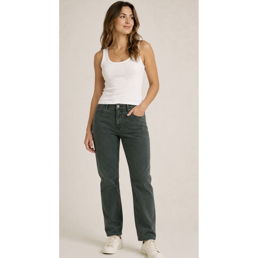 J. Jill Authentic Fit Slim Ankle Jeans Womens 14 Brown Green Denim Pants